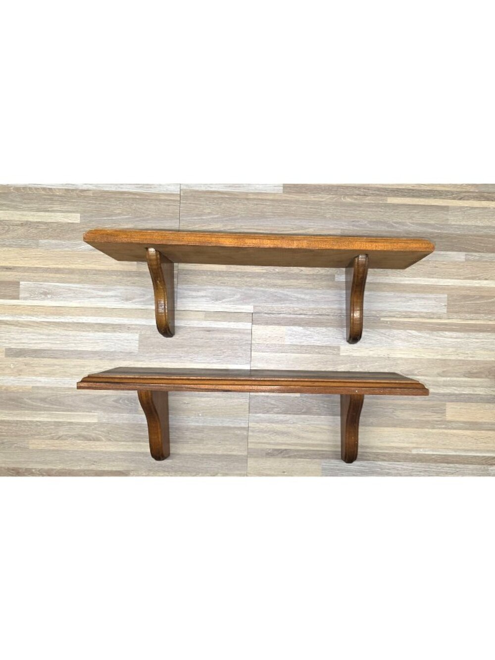 Vintage Wooden Floating Wall Shelf Set with Brackets 23.5" Rustic Cottage Core